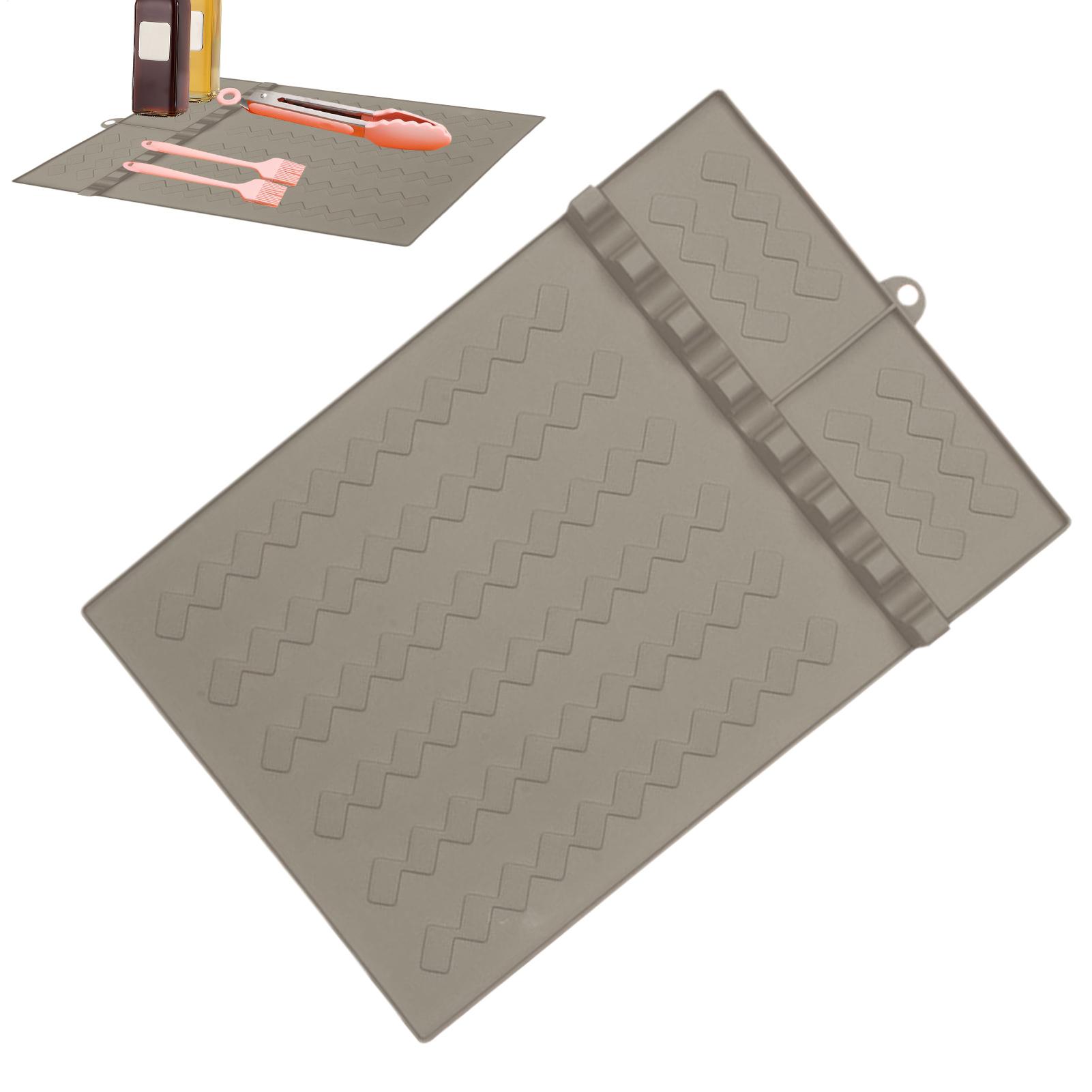 Heat Mat Silicone - แผ่นรองย่างบาร์บีคิวซิลิโคน พร้อมที่วางตะหลิว ทนความร้อน สำหรับเคาน์เตอร์ครัว แผ่นรองตะหลิวสำหรับทำอาหารที่บ้าน