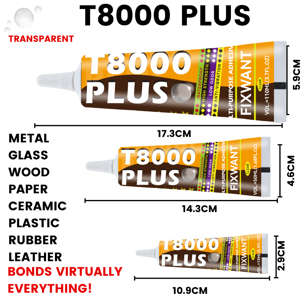 Electronics Repair Plus - กาวซ่อมโทรศัพท์ T8000 PLUS - พันธะที่แข็งแกร่งชัดเจนสําหรับหน้าจอ นาฬิกา