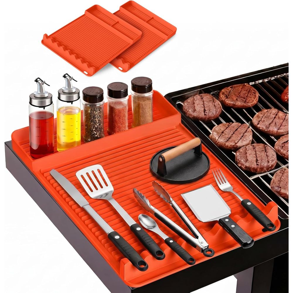 Heat Mat Silicone - แผ่นรองย่างซิลิโคนทนความร้อน - 16x11.5 นิ้ว แผ่นรองกันลื่นสำหรับบาร์บีคิว อุปกรณ์ทำอาหารกลางแจ้ง